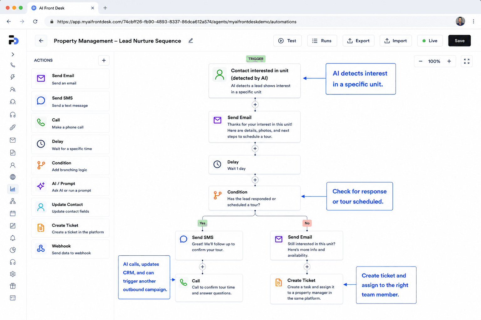 Frontdesk automation sequences powering growth outreach